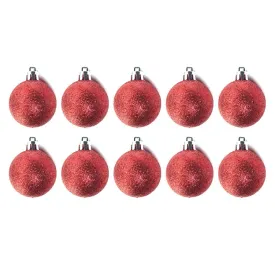 10pcs 4cm Christmas Ornament Glitter Red