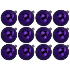 12 Pack 80mm 3" Shiny Purple Ball Ornament with Wire, UV Coated