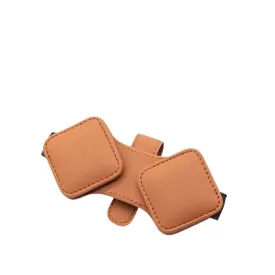 2 Pcs Orange Car Sun Visor Glasses Holder Clip with Dual Magnetic Clamps | PU Leather | Anti-Slip | Multi-Functional Storage