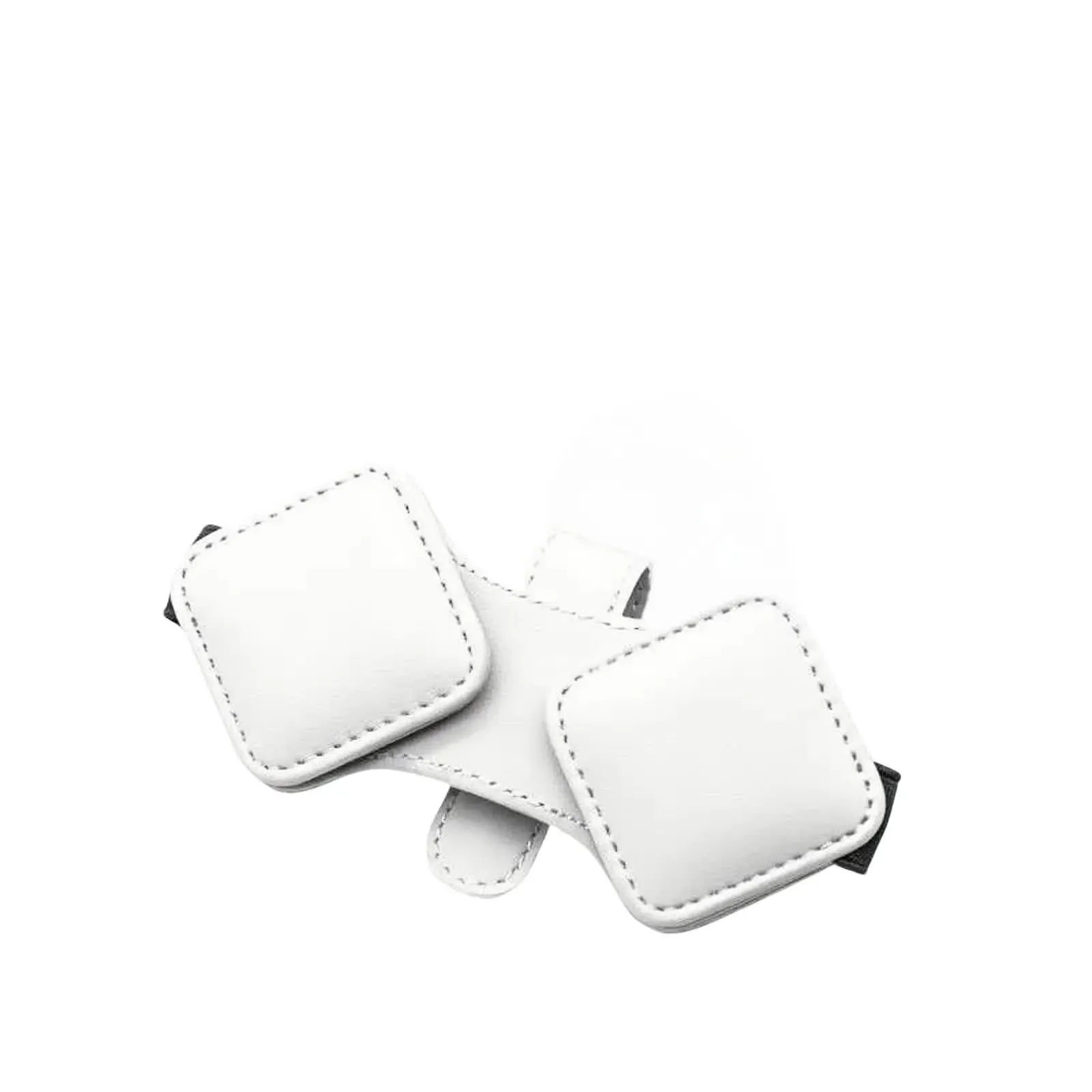 2 Pcs White Car Sun Visor Glasses Holder Clip with Dual Magnetic Clamps | PU Leather | Anti-Slip | Multi-Functional Storage
