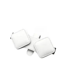 2 Pcs White Car Sun Visor Glasses Holder Clip with Dual Magnetic Clamps | PU Leather | Anti-Slip | Multi-Functional Storage