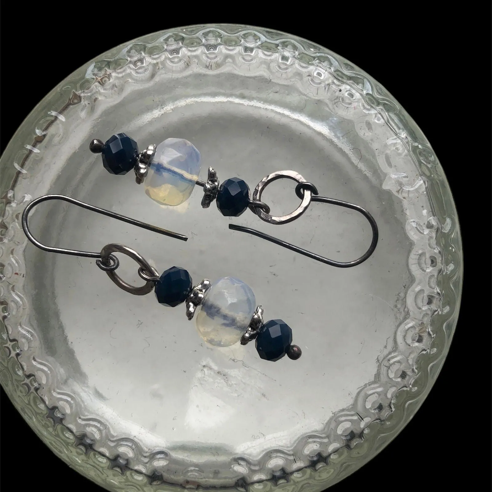 925 Silver and Opalite Dangle Earrings