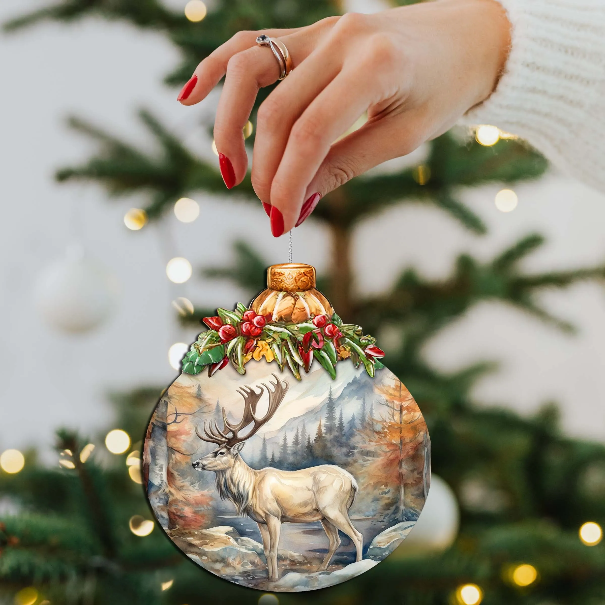 Alaskan Majestic Elk Wooden Ornaments by G.Debrekht - Wildlife Holiday Décor - 870028