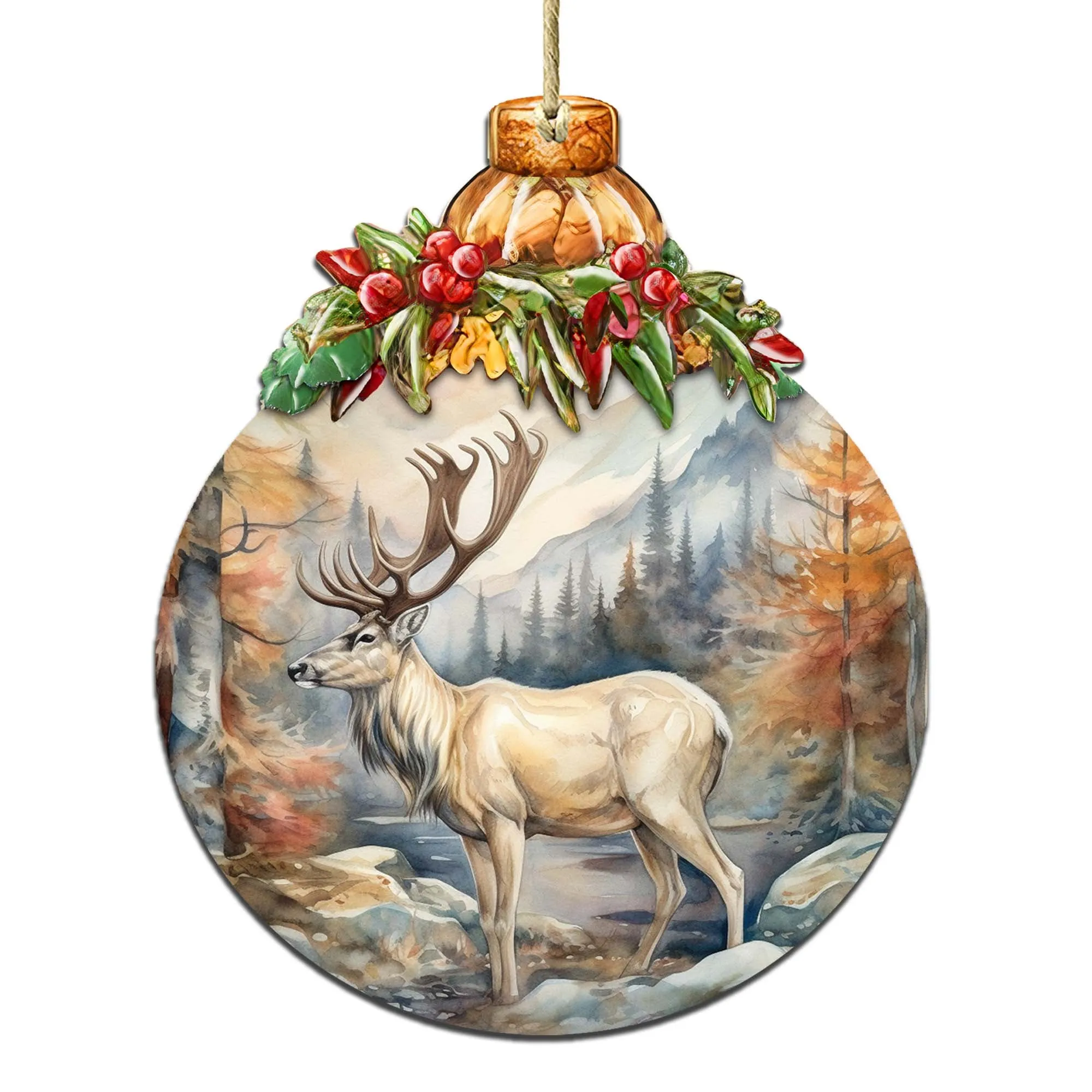Alaskan Majestic Elk Wooden Ornaments by G.Debrekht - Wildlife Holiday Décor - 870028