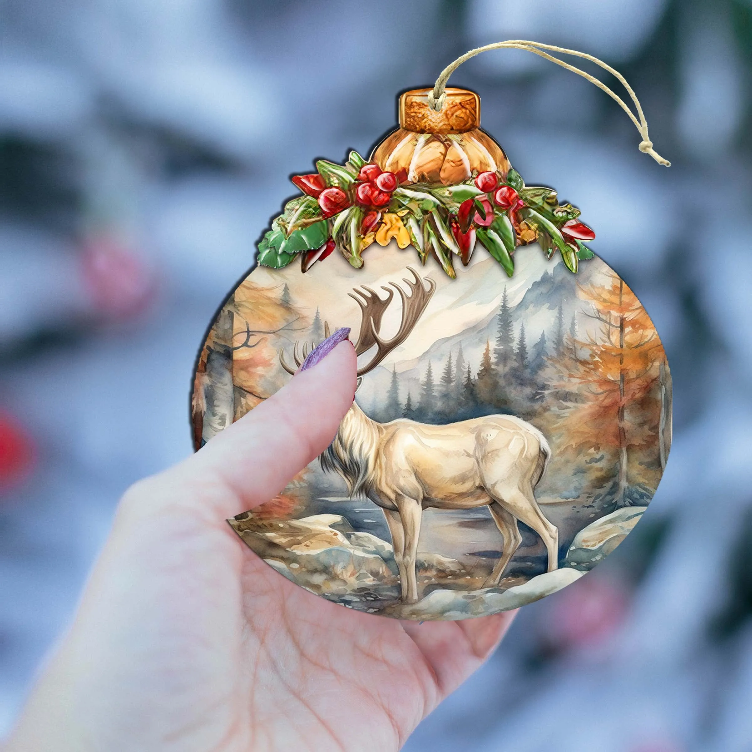 Alaskan Majestic Elk Wooden Ornaments by G.Debrekht - Wildlife Holiday Décor - 870028