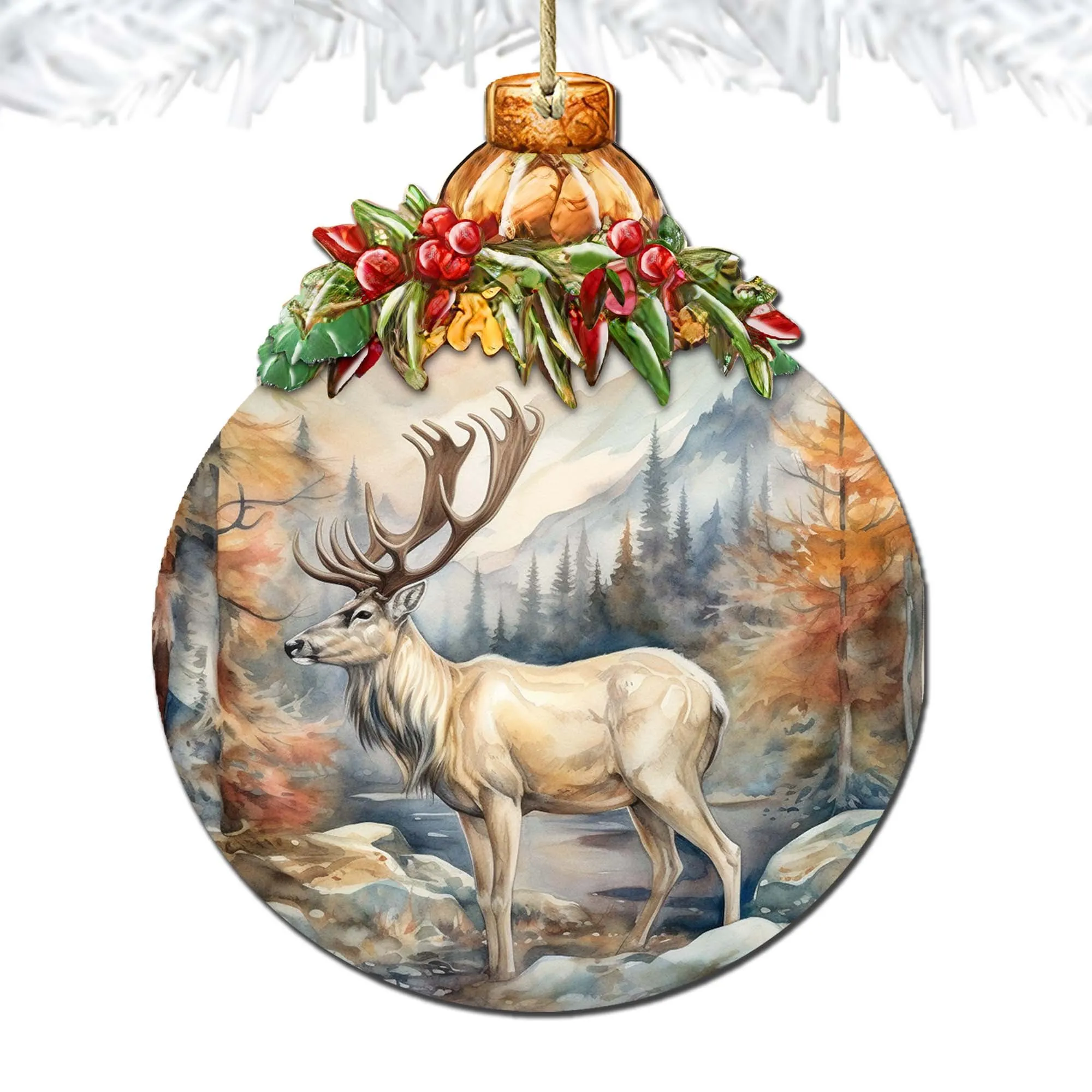 Alaskan Majestic Elk Wooden Ornaments by G.Debrekht - Wildlife Holiday Décor - 870028