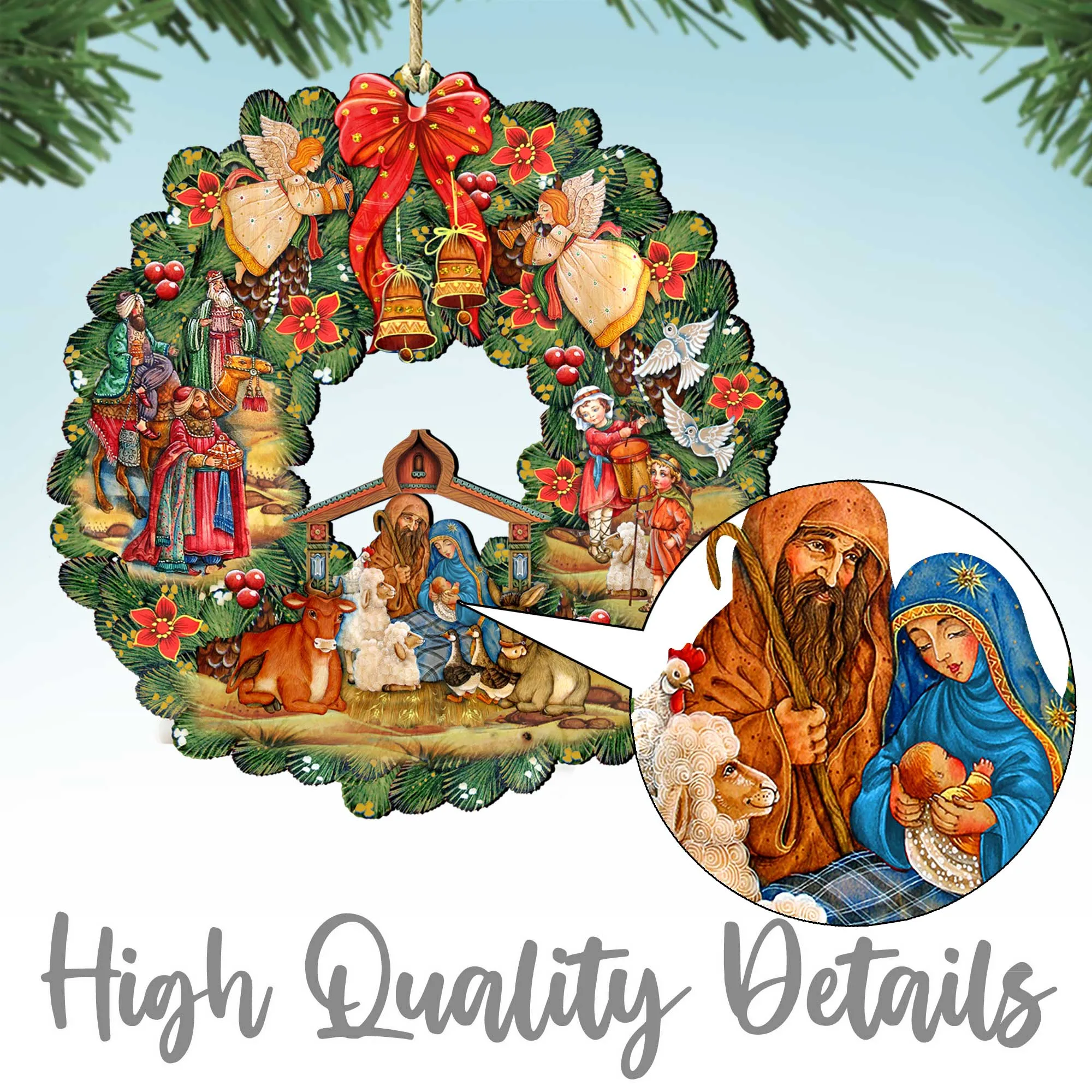 Alaskan Nothern Lights Wooden Ornaments by G.Debrekht - Wildlife Holiday Décor - 870039