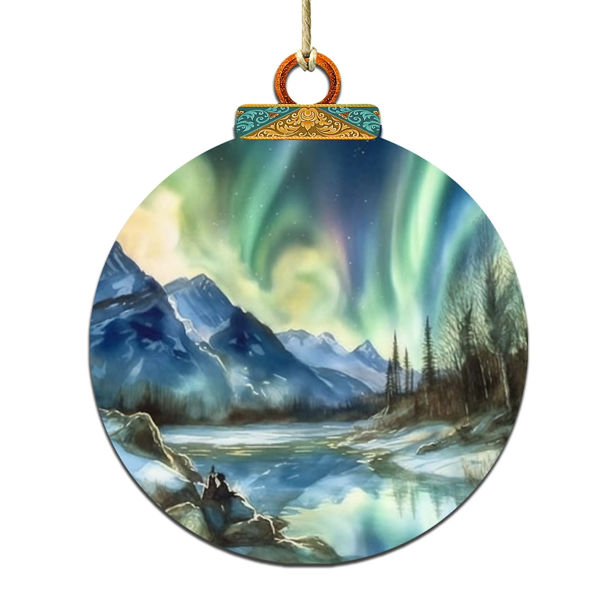 Alaskan Nothern Lights Wooden Ornaments by G.Debrekht - Wildlife Holiday Décor - 870039