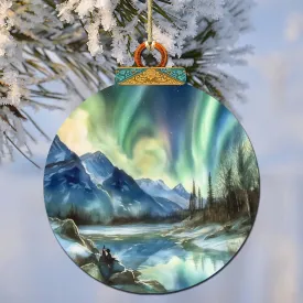 Alaskan Nothern Lights Wooden Ornaments by G.Debrekht - Wildlife Holiday Décor - 870039