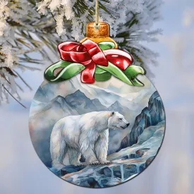 Arctic Frost Peak Polar Bear Wooden Ornaments by G.Debrekht - Wildlife Holiday Décor - 870020
