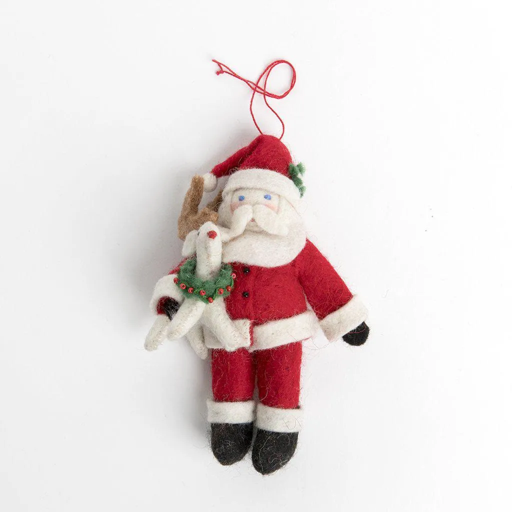 Baby Rudolph Santa Ornament