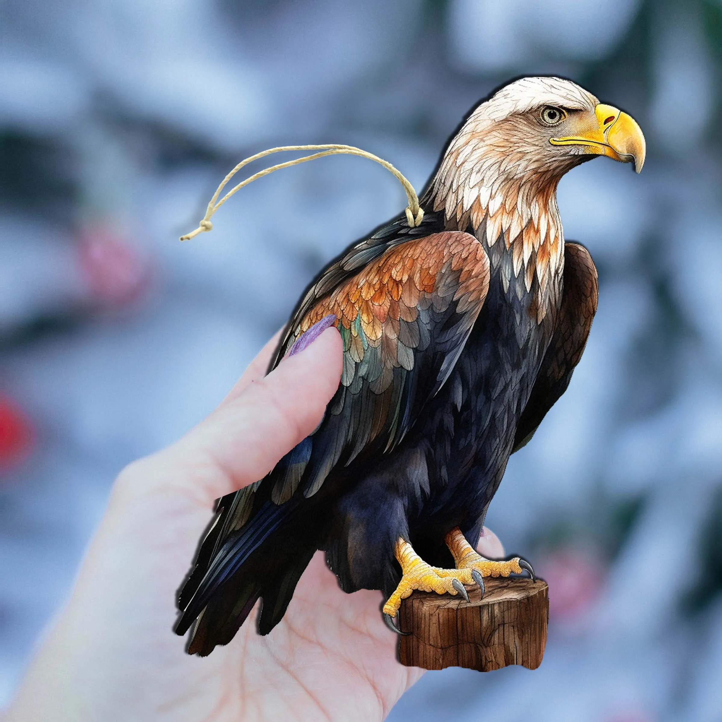 Bald Eagle Charm Wooden Ornaments by G.Debrekht - Wildlife Holiday Décor - 8710101-4