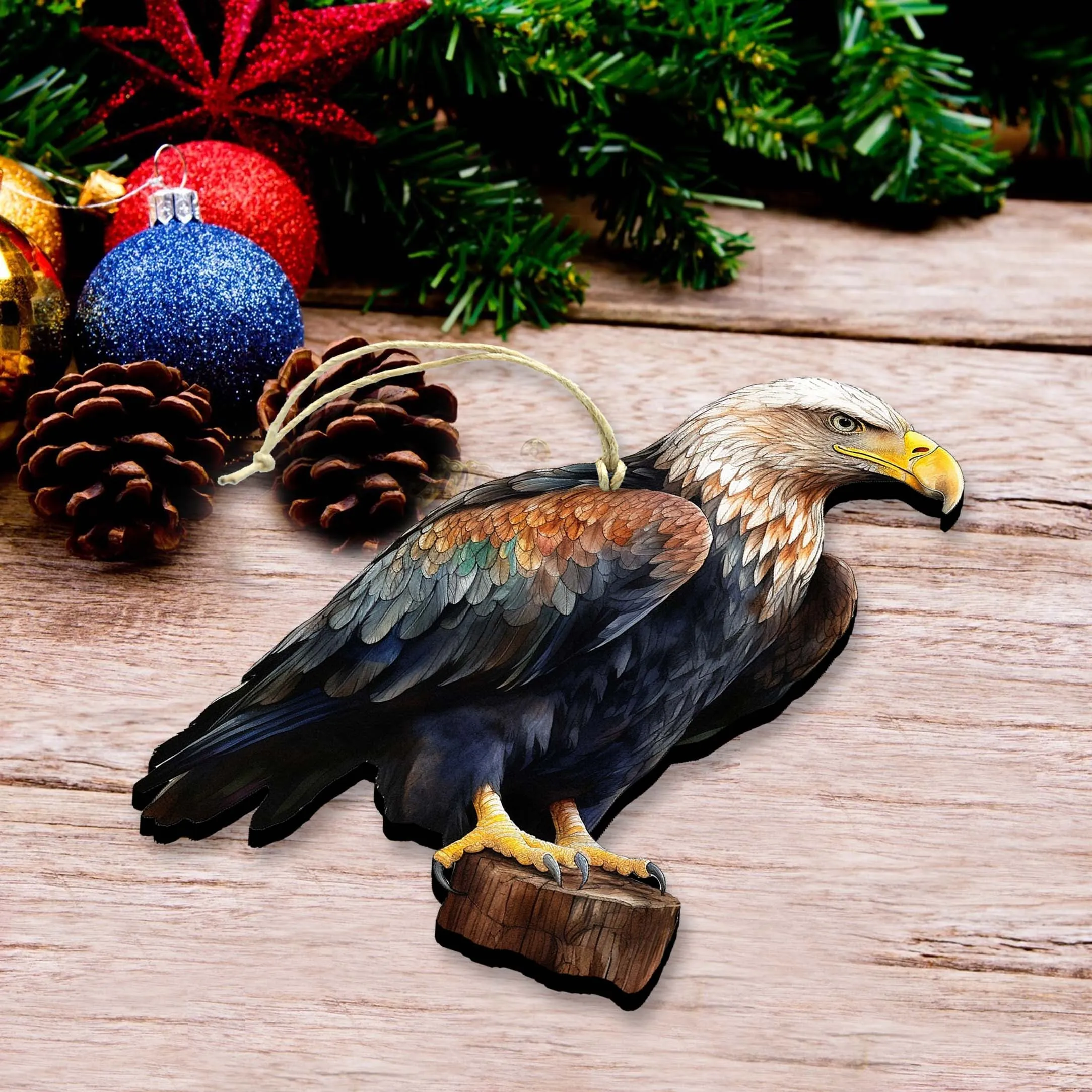 Bald Eagle Charm Wooden Ornaments by G.Debrekht - Wildlife Holiday Décor - 8710101-4