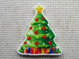 Beautiful Christmas Tree Decorated with Red Ornaments Needle Minder, Cover Minder, Magnet
