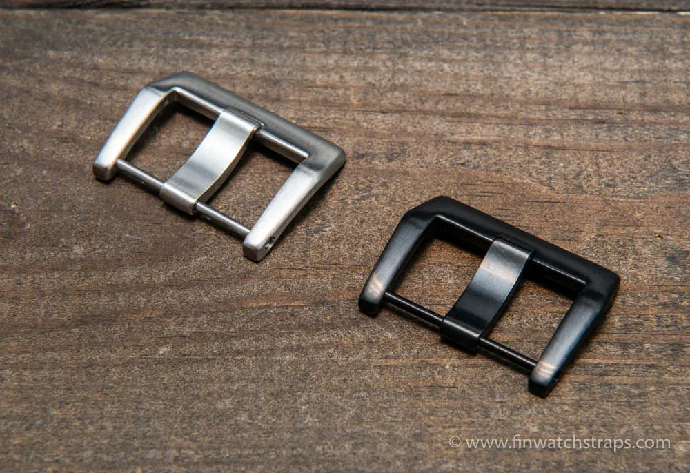 Bell & Ross buckle, stainless steel silver and black, 24 mm. Fits watch lugs 24 mm and 26 mm.