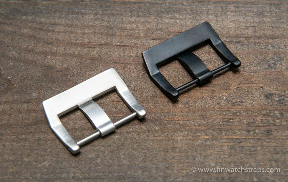 Bell & Ross buckle, stainless steel silver and black, 24 mm. Fits watch lugs 24 mm and 26 mm.