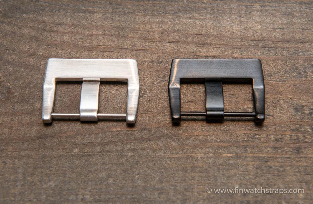 Bell & Ross buckle, stainless steel silver and black, 24 mm. Fits watch lugs 24 mm and 26 mm.