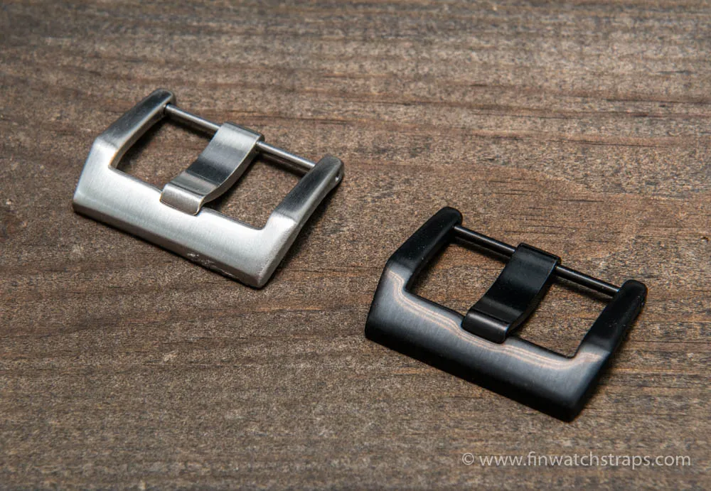 Bell & Ross buckle, stainless steel silver and black, 24 mm. Fits watch lugs 24 mm and 26 mm.