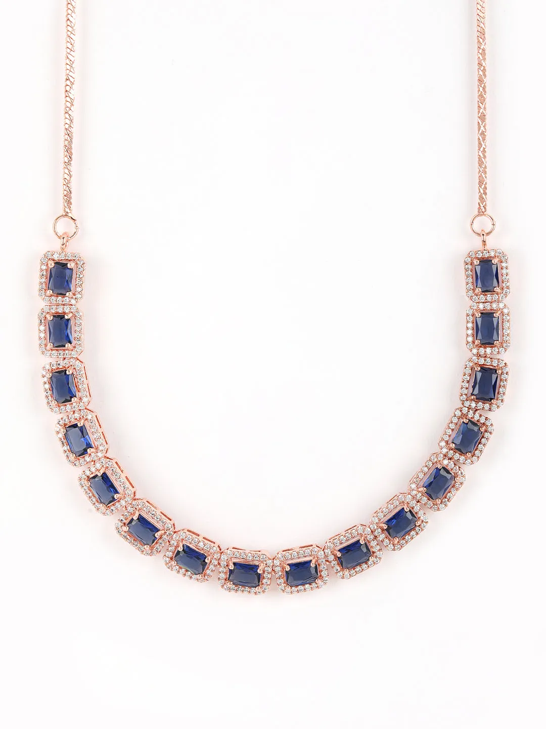 Blue American Diamond Gold-Plated Jewellery Set