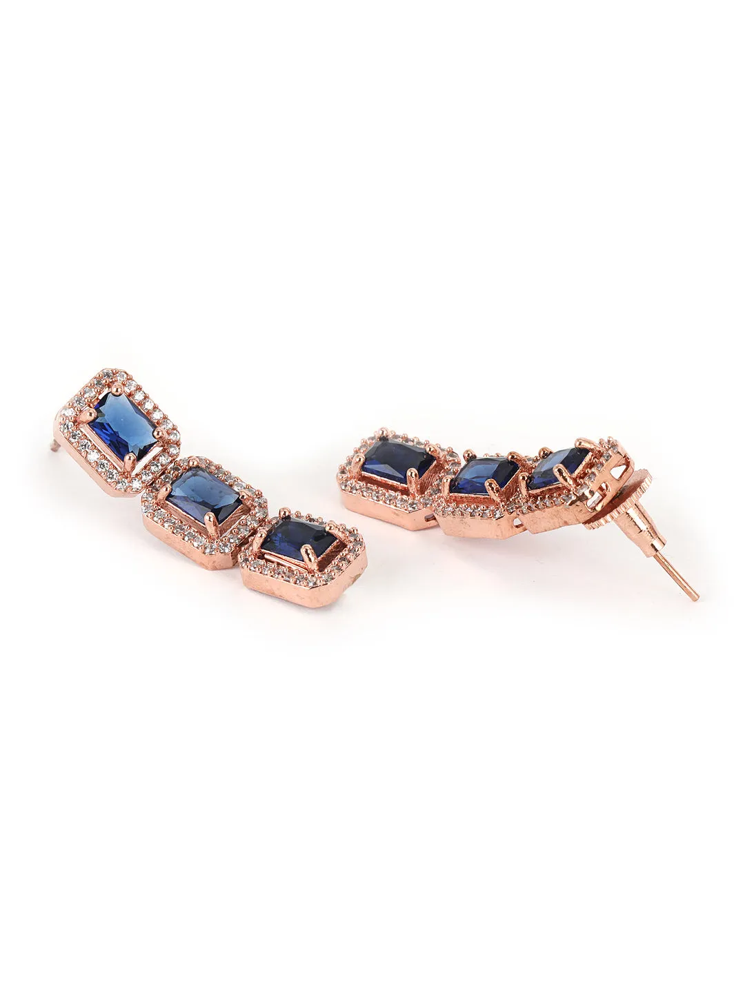 Blue American Diamond Gold-Plated Jewellery Set