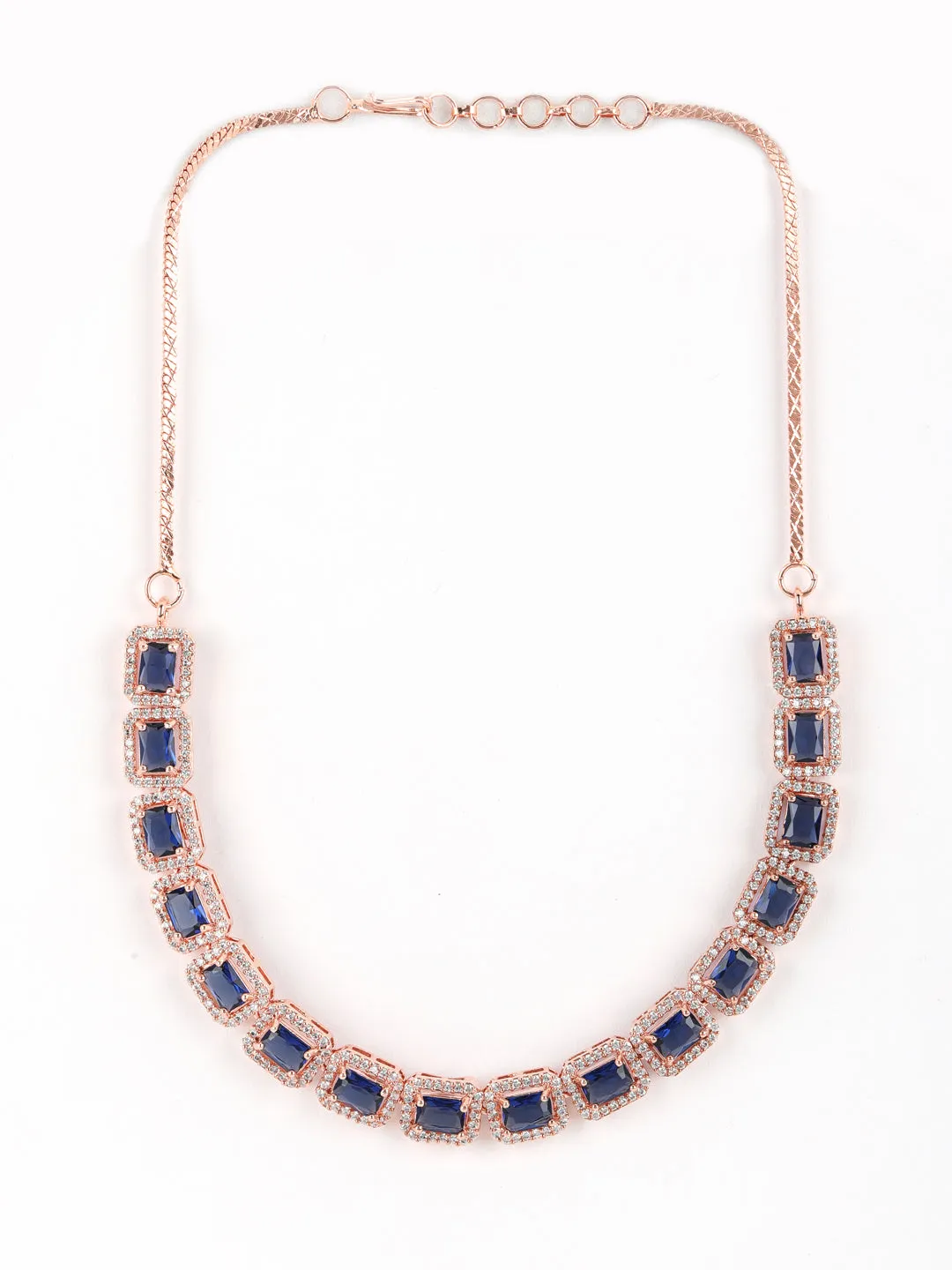 Blue American Diamond Gold-Plated Jewellery Set