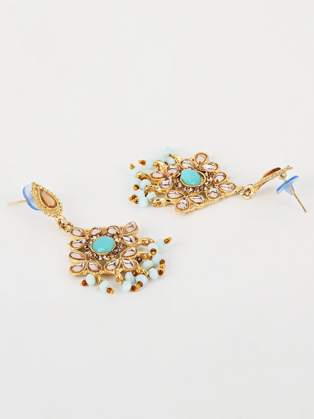 Blue Kundan Gold Plated Choker Set With Maangtika