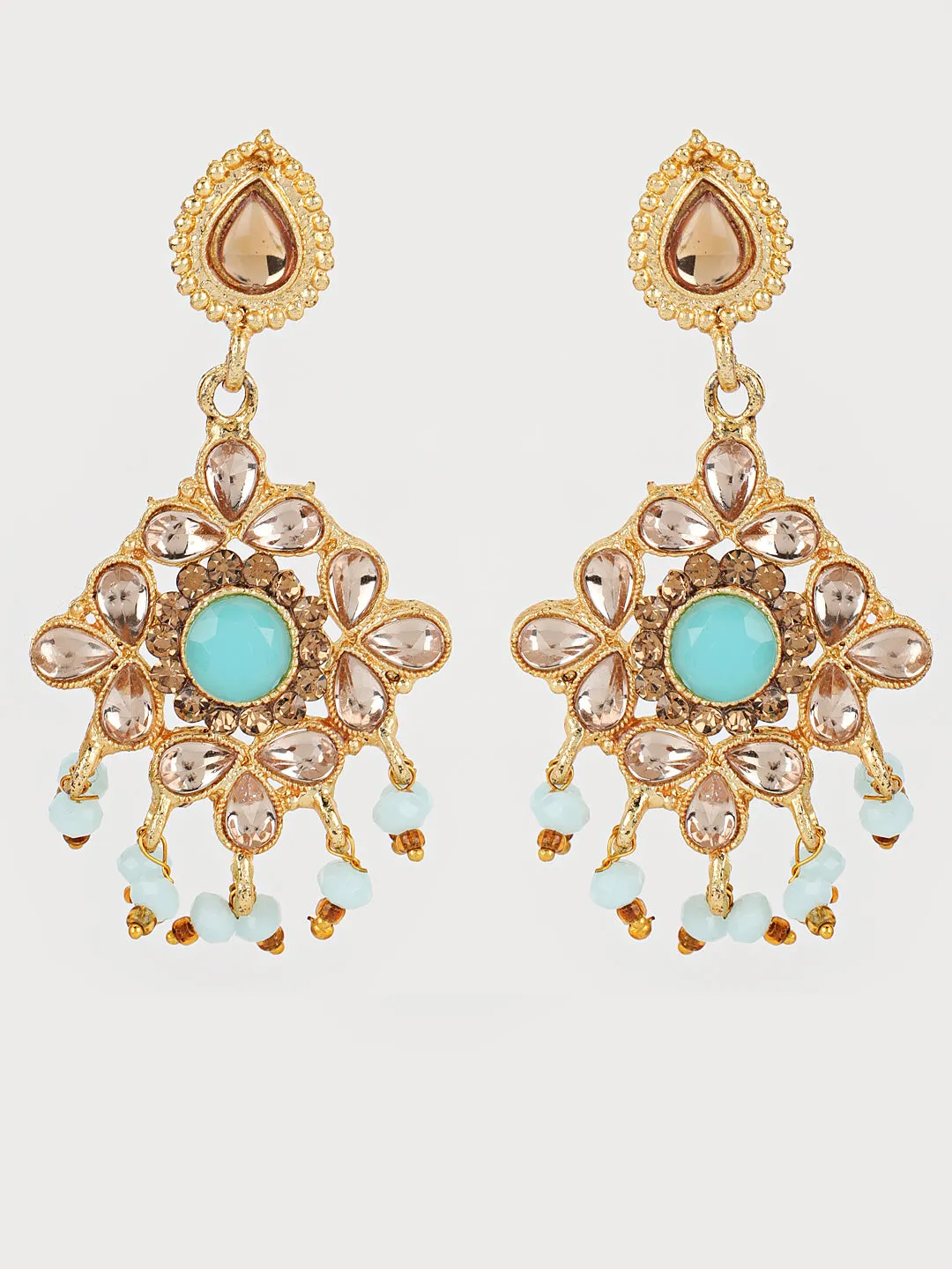 Blue Kundan Gold Plated Choker Set With Maangtika