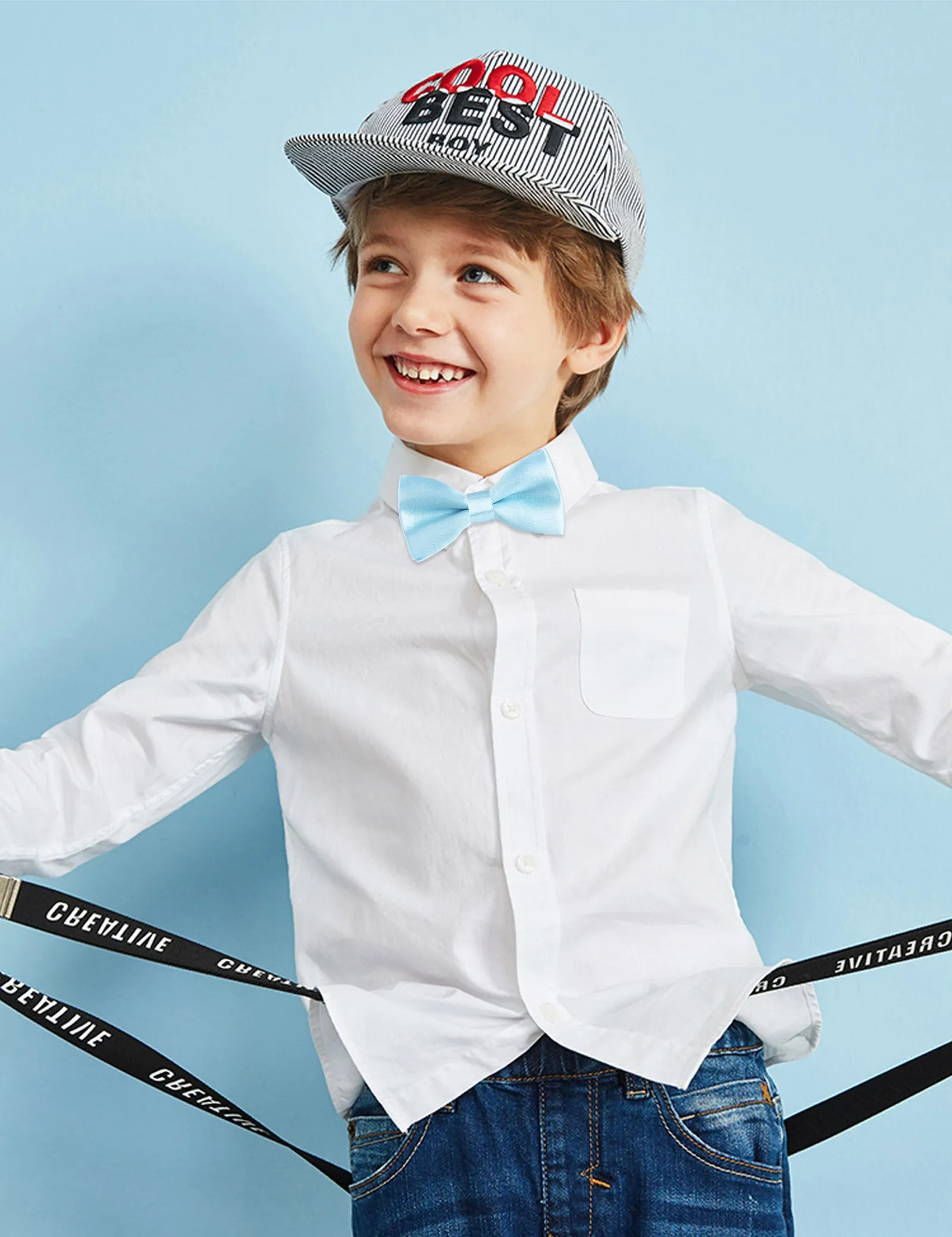 Boy's Pre-tied Bow Tie Fancy Plain Adjustable Bow ties-070