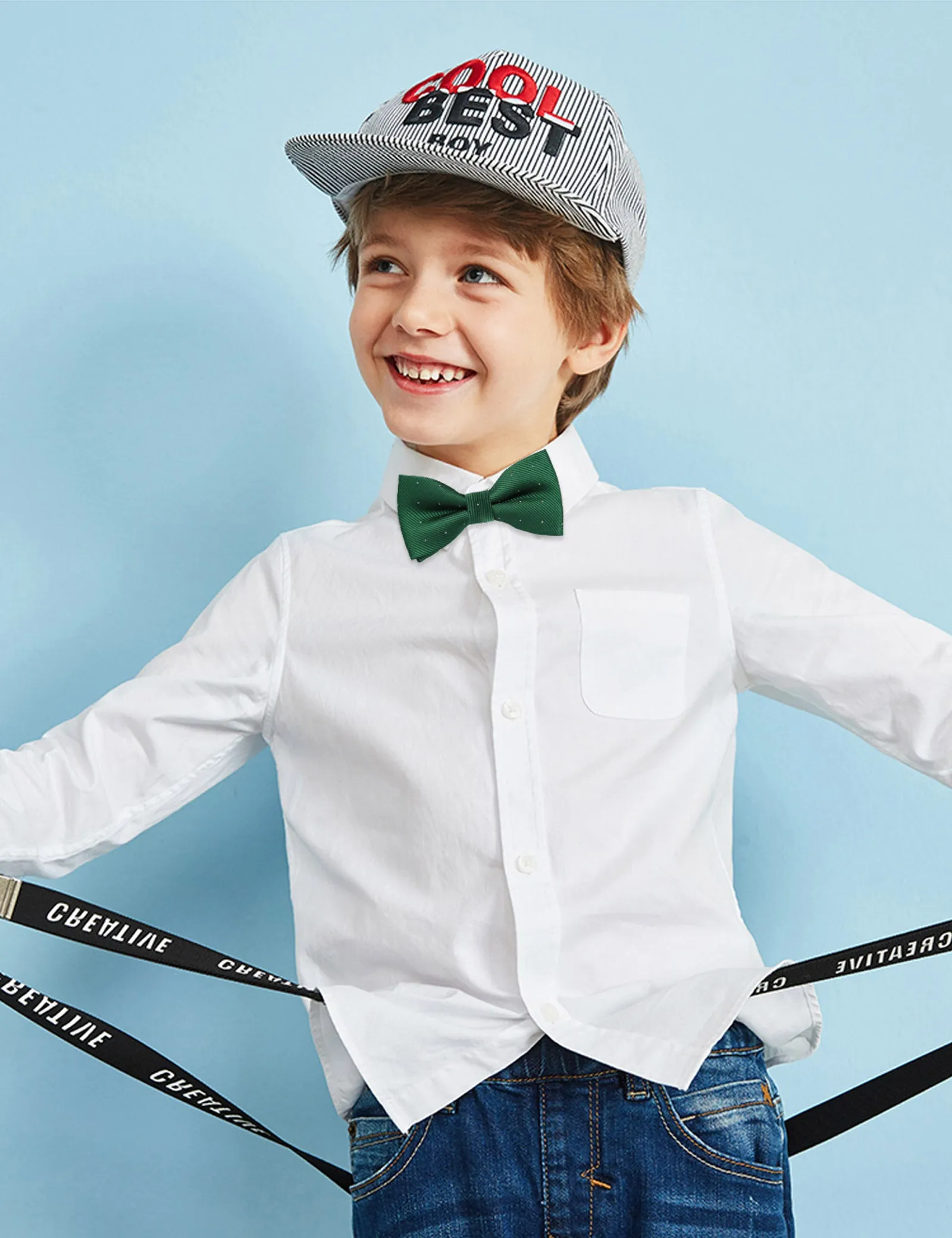 Boy's Pre-tied Bow Tie Fancy Plain Adjustable Bow ties-070