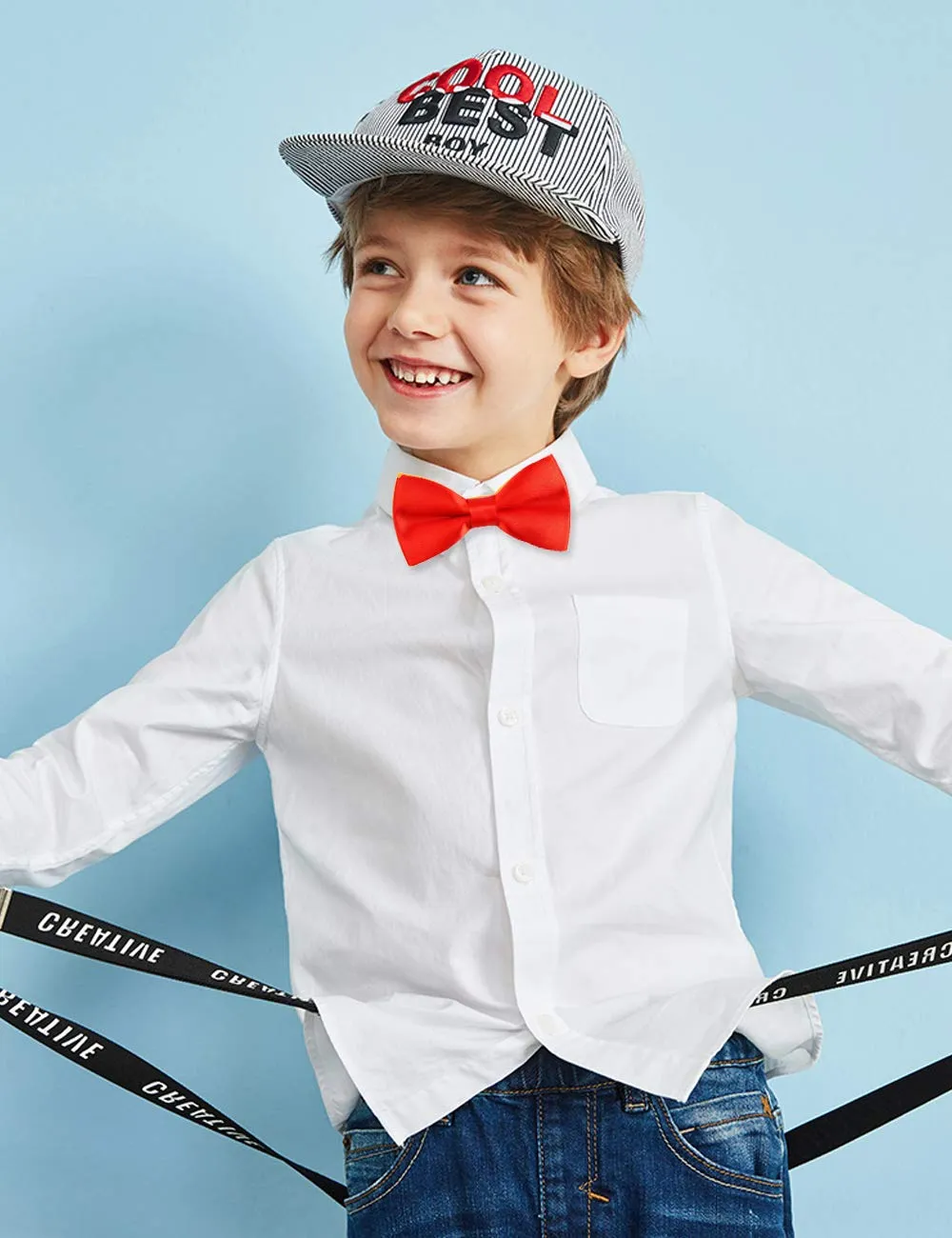 Boy's Pre-tied Bow Tie Fancy Plain Adjustable Bow ties-070