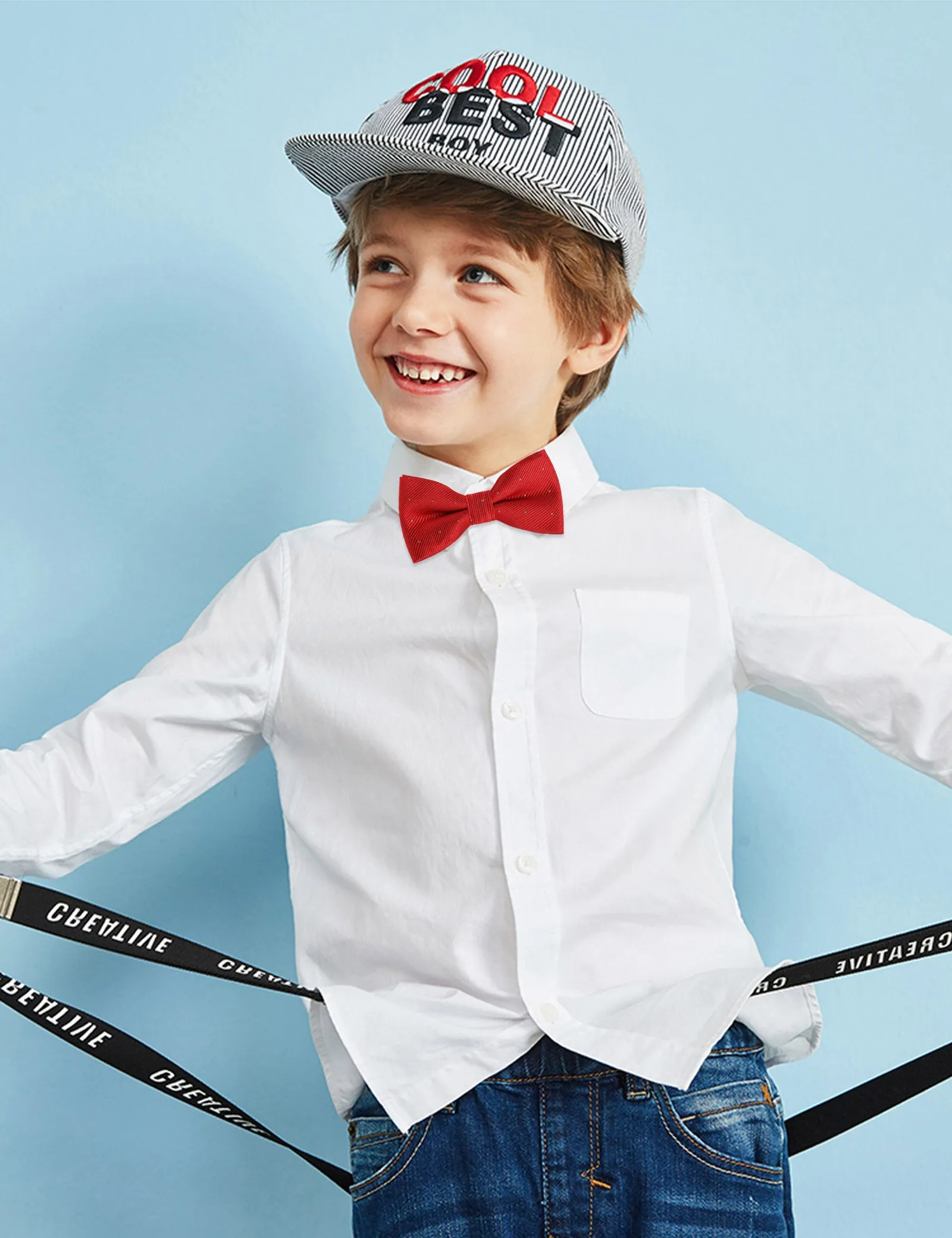 Boy's Pre-tied Bow Tie Fancy Plain Adjustable Bow ties-070