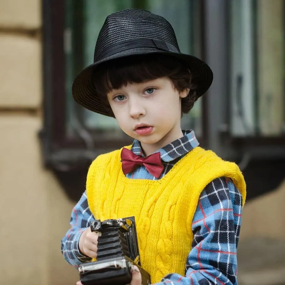 Boy's Pre-tied Bow Tie Fancy Plain Adjustable Bow ties-070