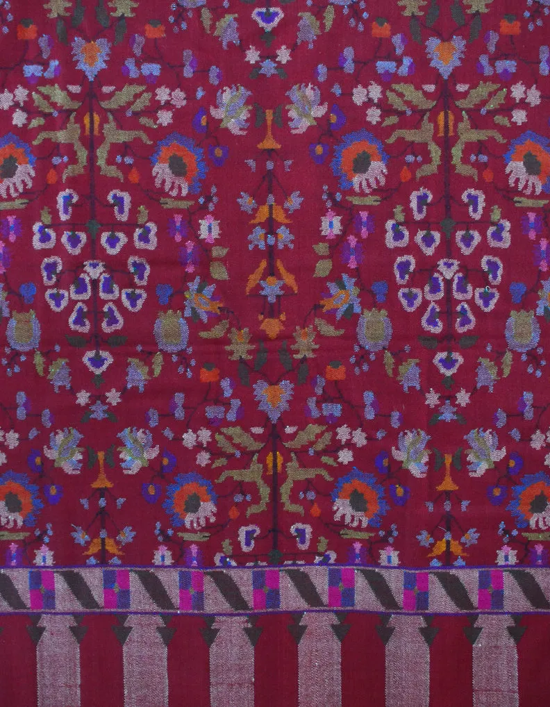 Cashmere Kani Pashmina Shawl Maroon 5349