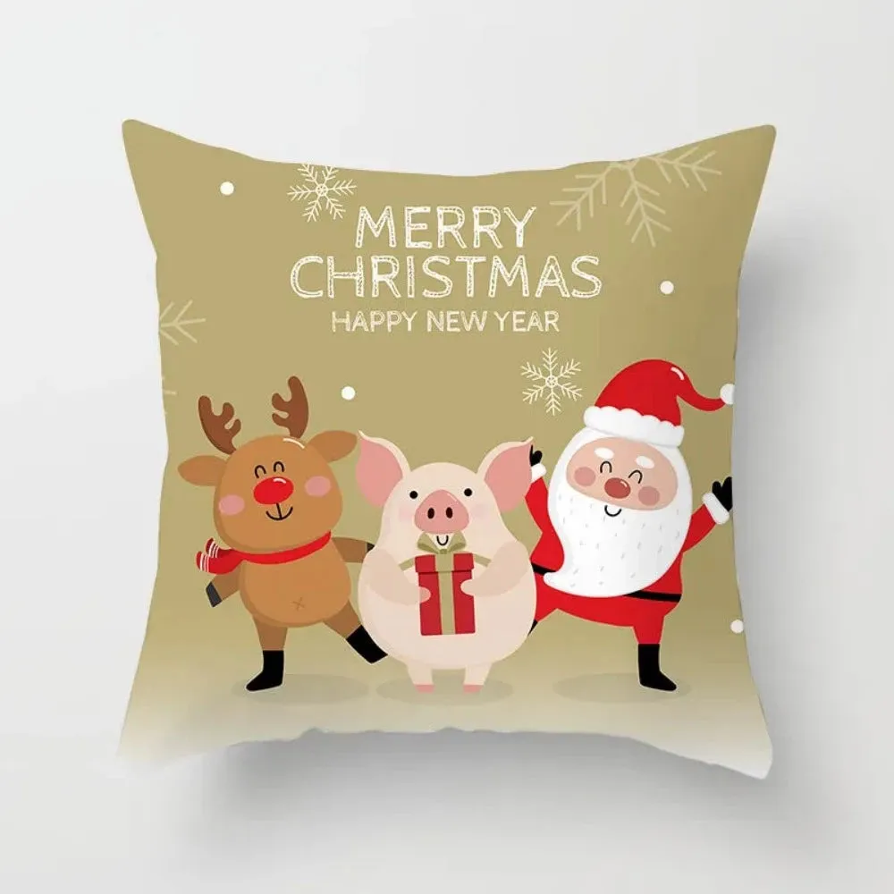 christmas pillowcase xmas themed zipper throw wintertime pillowcover ✈️ free.shipping