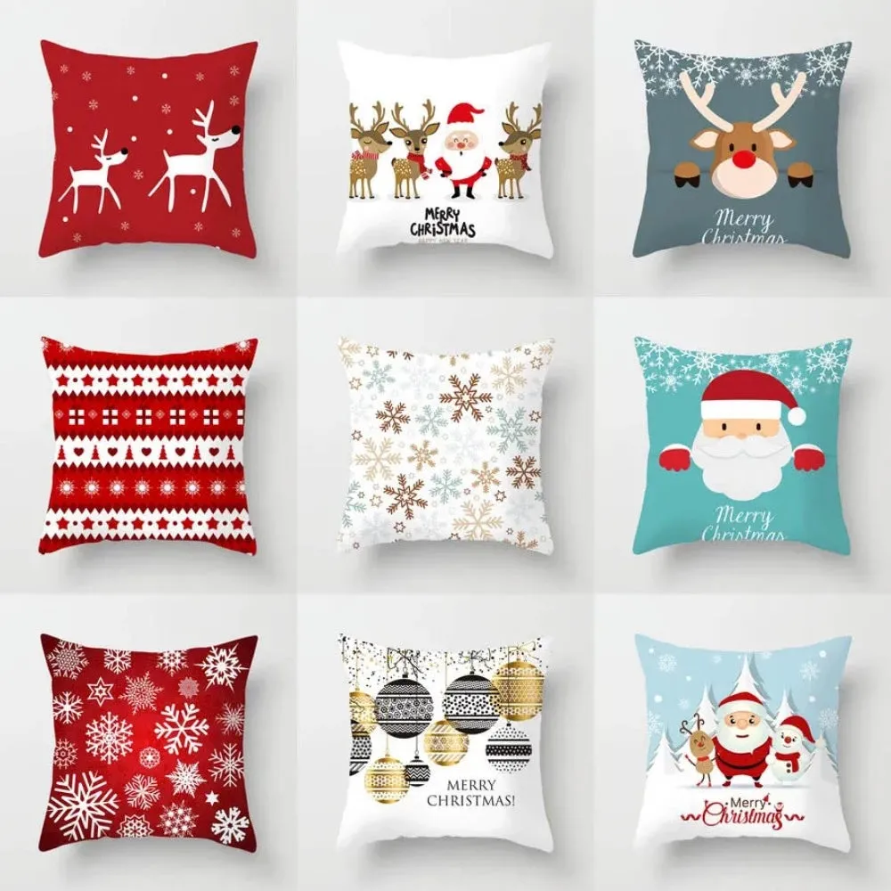 christmas pillowcase xmas themed zipper throw wintertime pillowcover ✈️ free.shipping