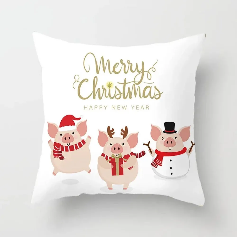 christmas pillowcase xmas themed zipper throw wintertime pillowcover ✈️ free.shipping