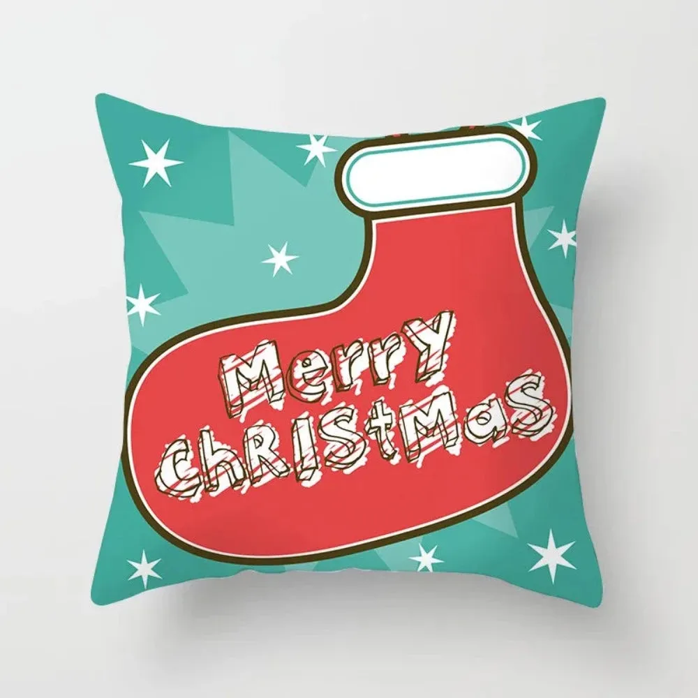 christmas pillowcase xmas themed zipper throw wintertime pillowcover ✈️ free.shipping