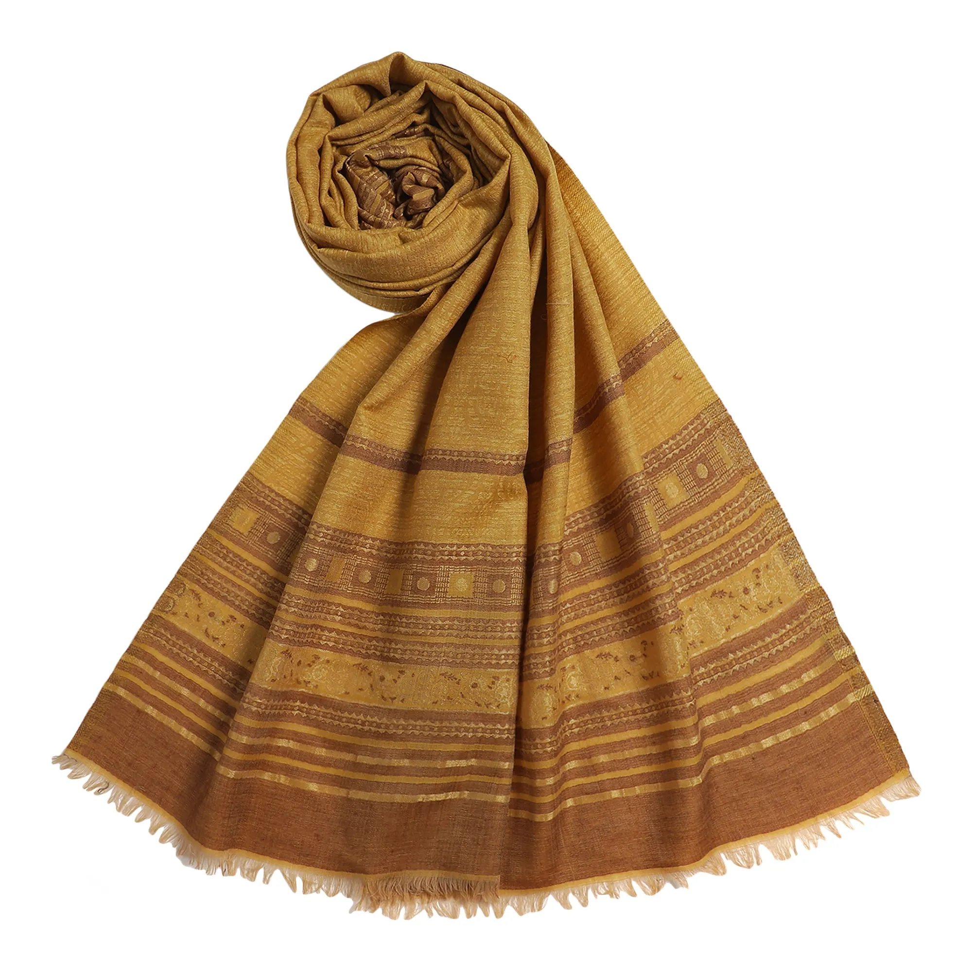 Daneen Gleaming Woolen Metal Statement Woven Design Shawl