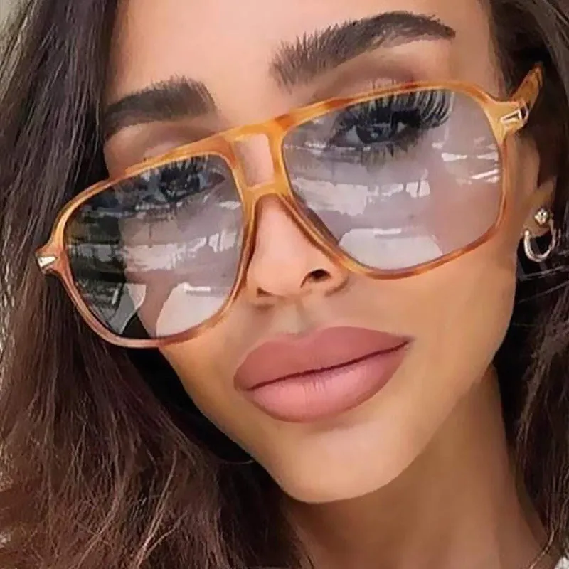 Double Beam Toad Retro Flying Leopard Print Stylish Sunglasses