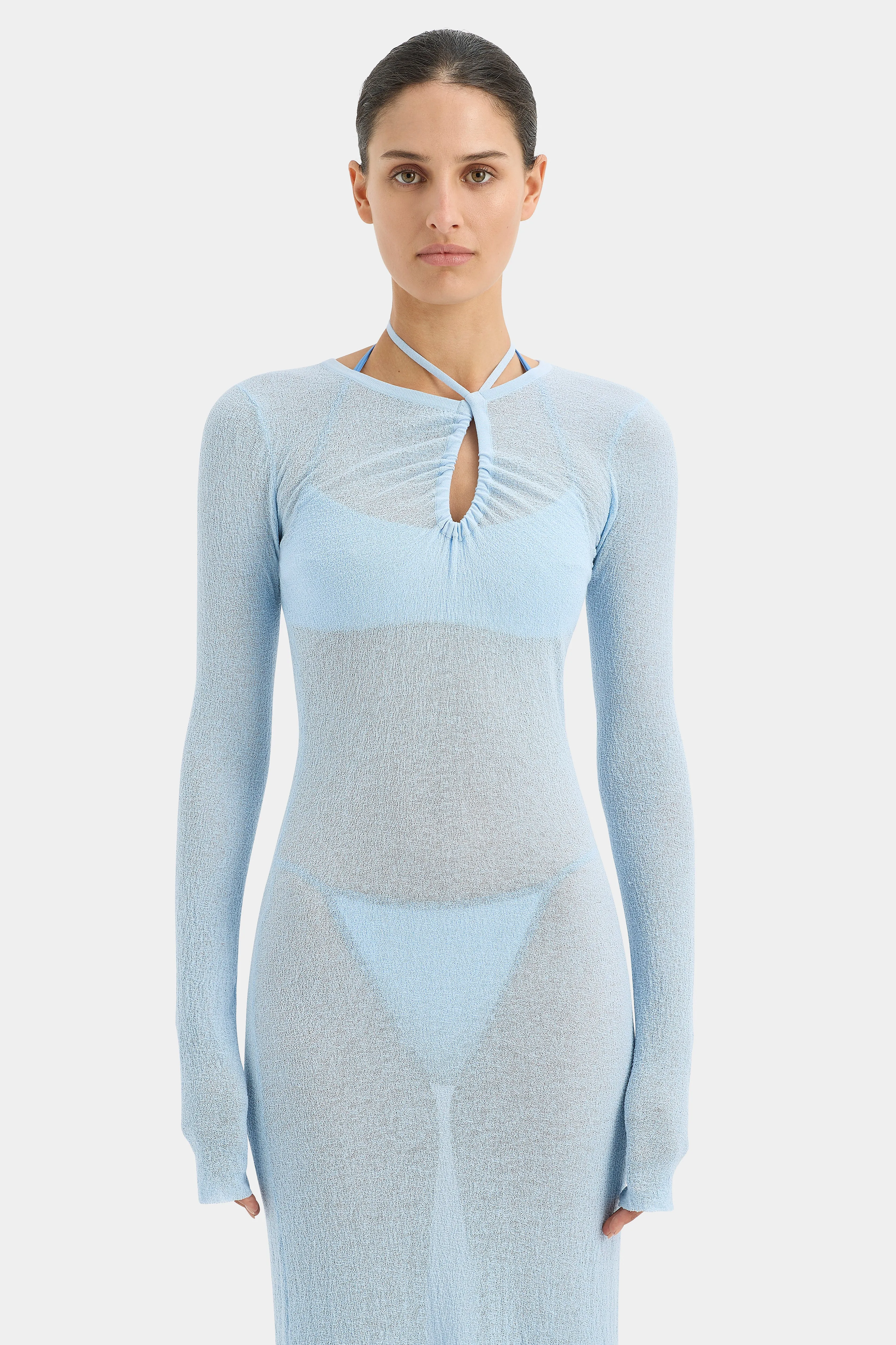 Emmeline Halter Long Sleeve Dress