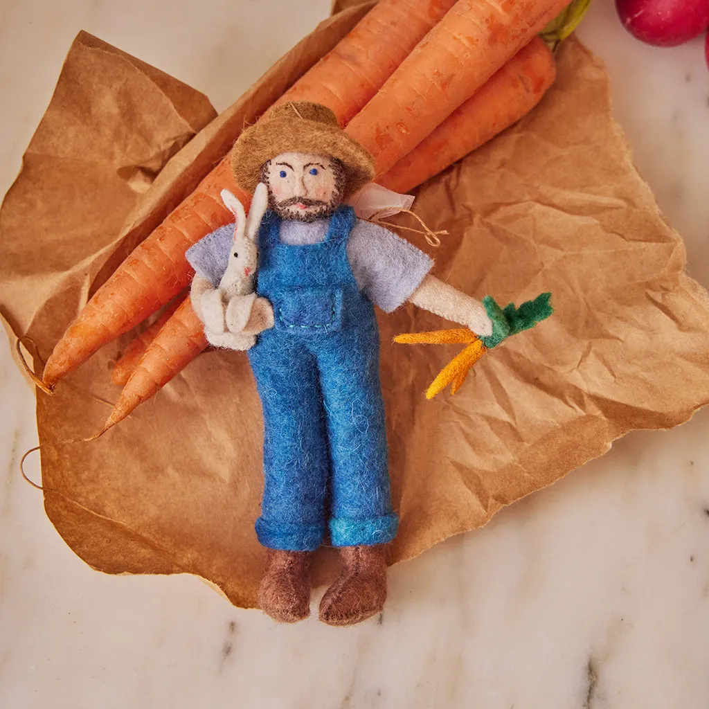 Farmer with Bunny Ornament