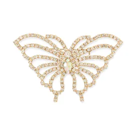 Fashion Butterfly Pin with Crystals Gold Tone