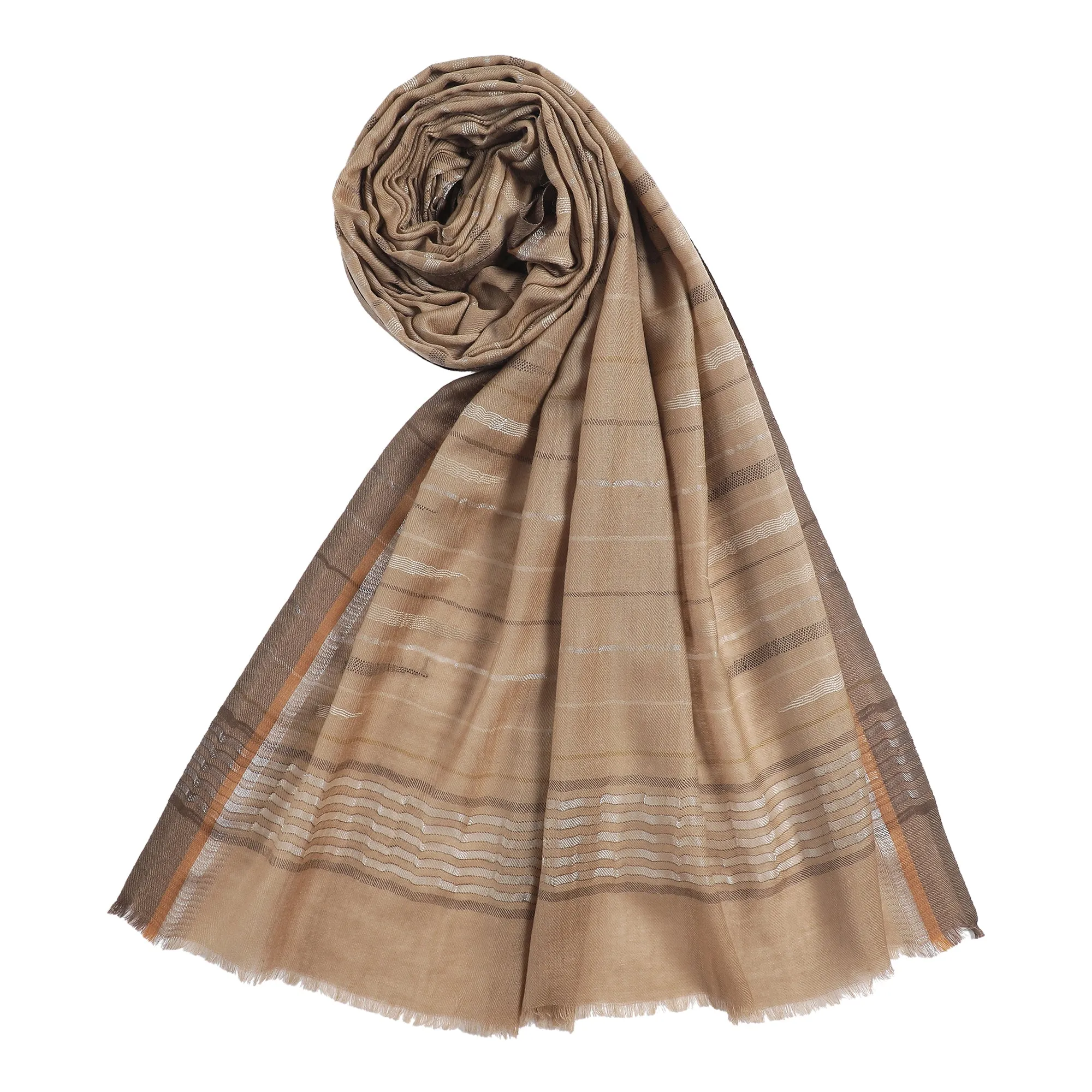 Fauzia Wool Metallic Dobby Shawl