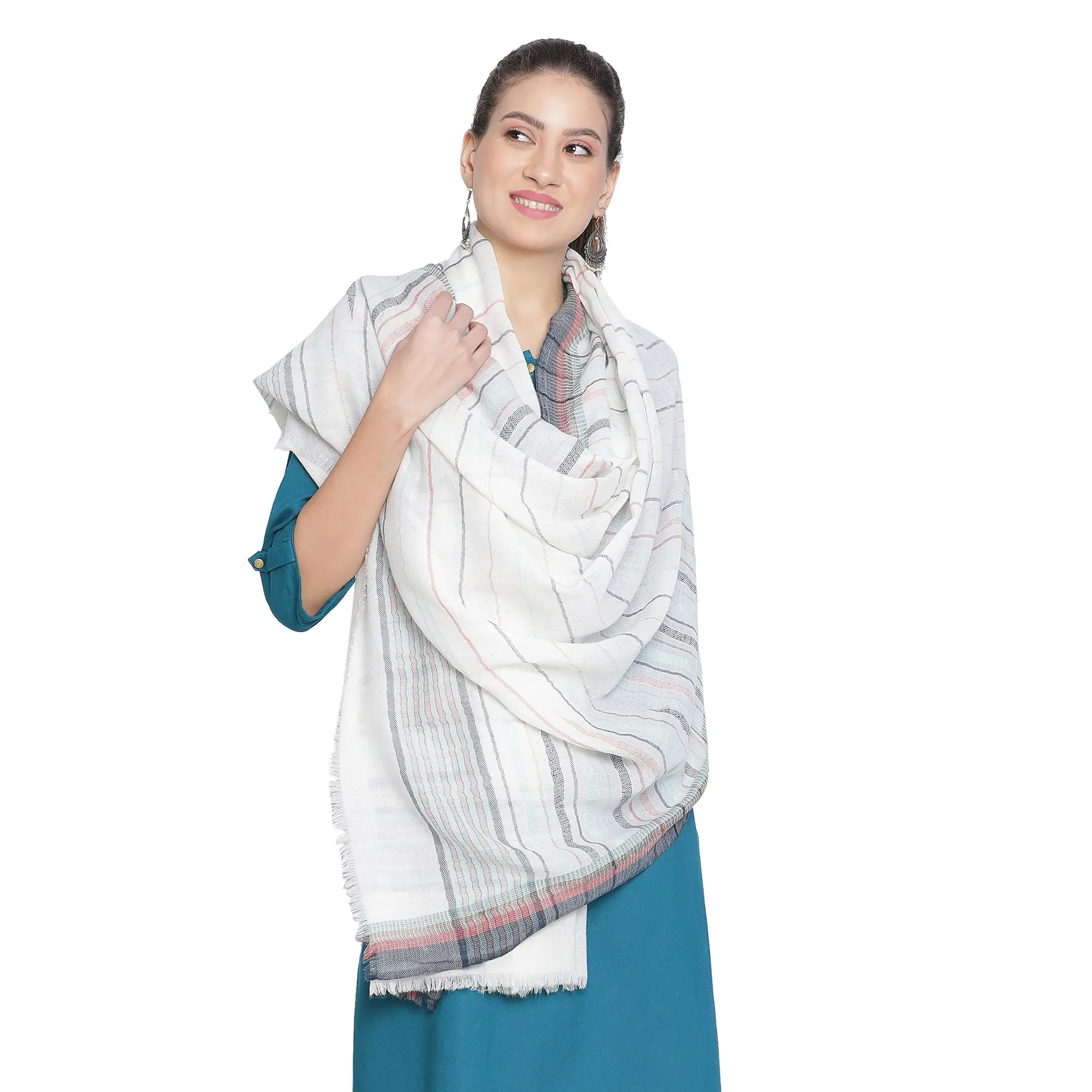 Fauzia Wool Metallic Dobby Shawl