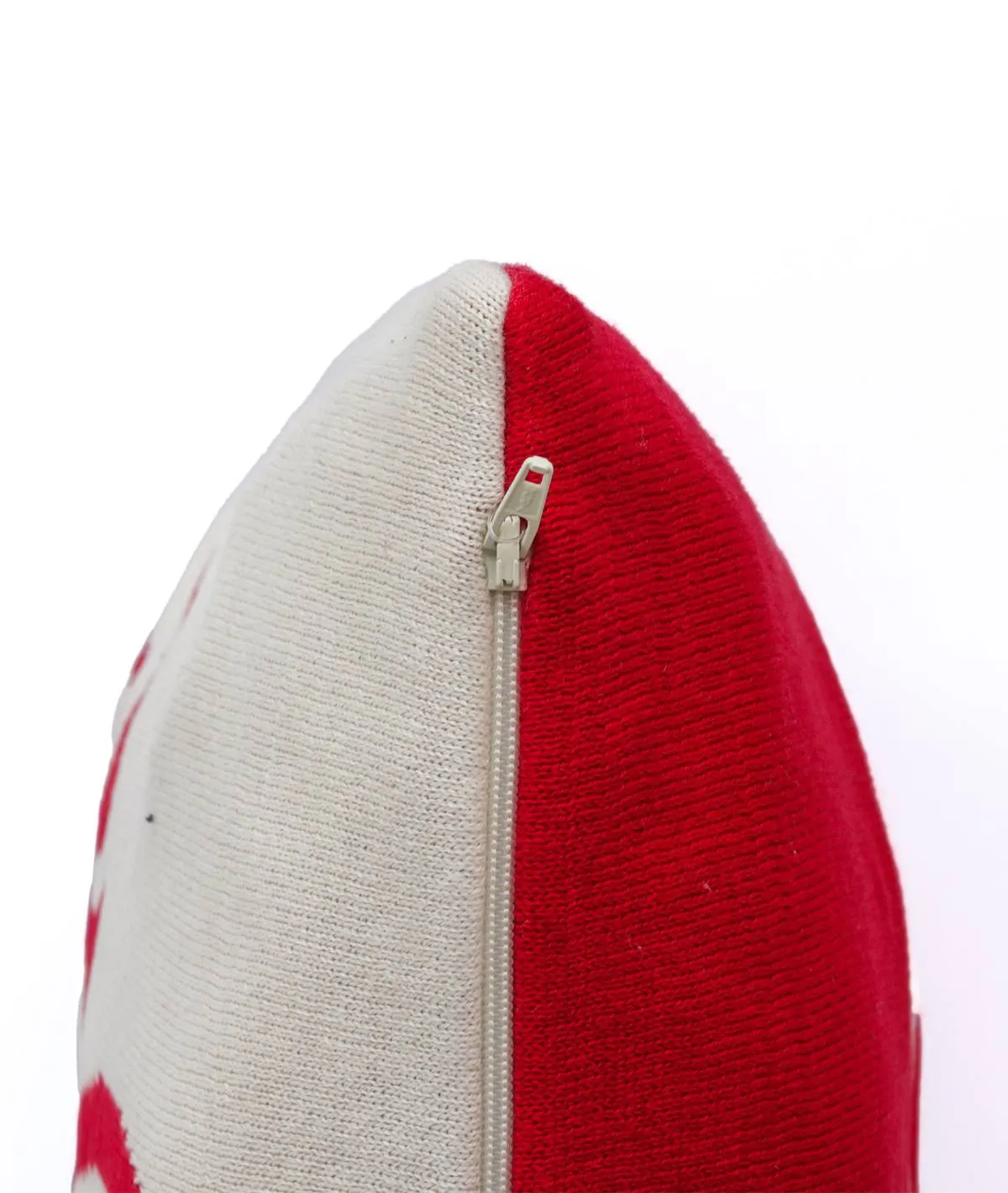 Jingle - Cotton Knitted Decorative Cushion Cover (Red & Natural Color) (20" x 20")