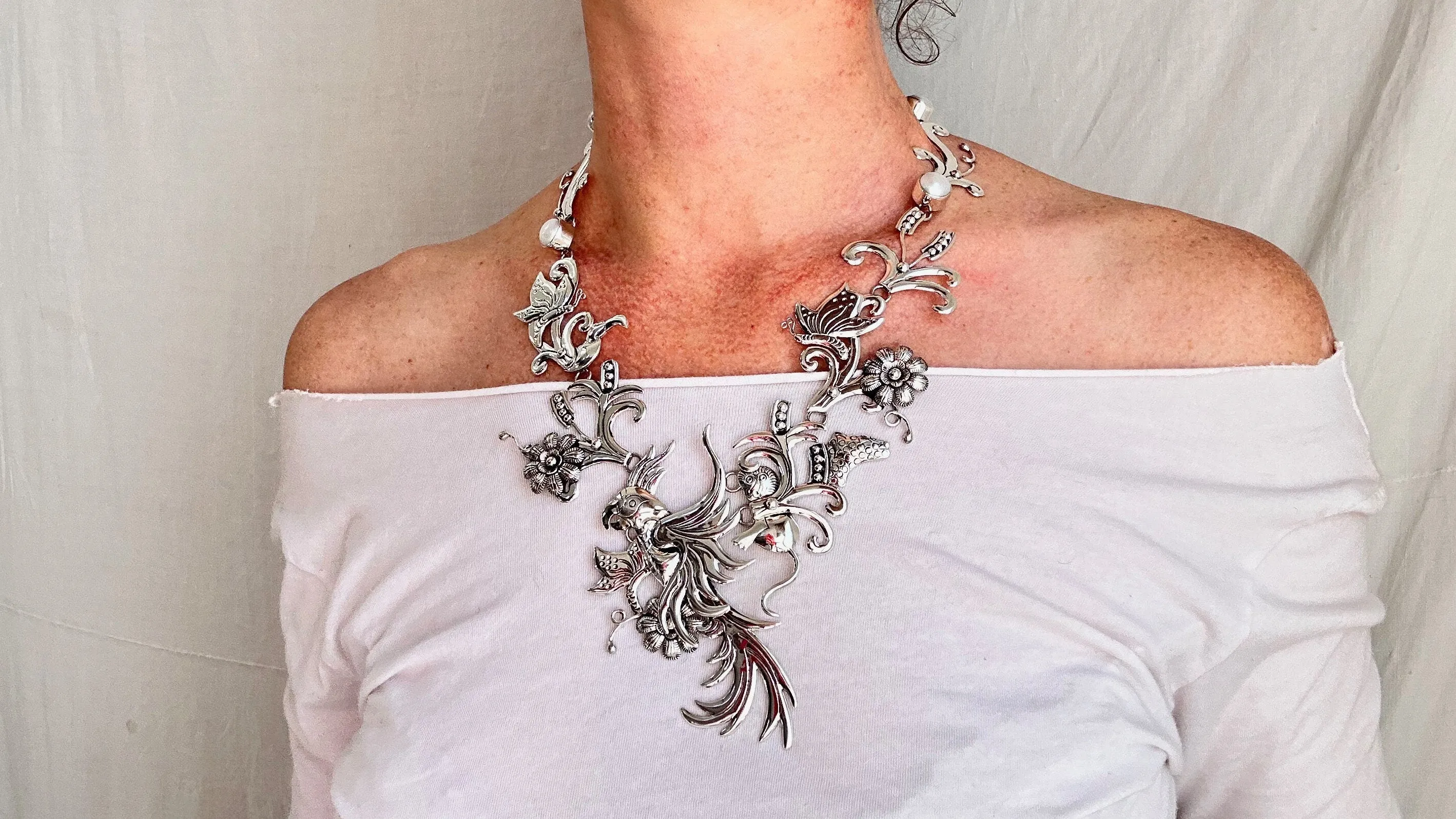 Jungle Silver Necklace. Taxco. Stunning!
