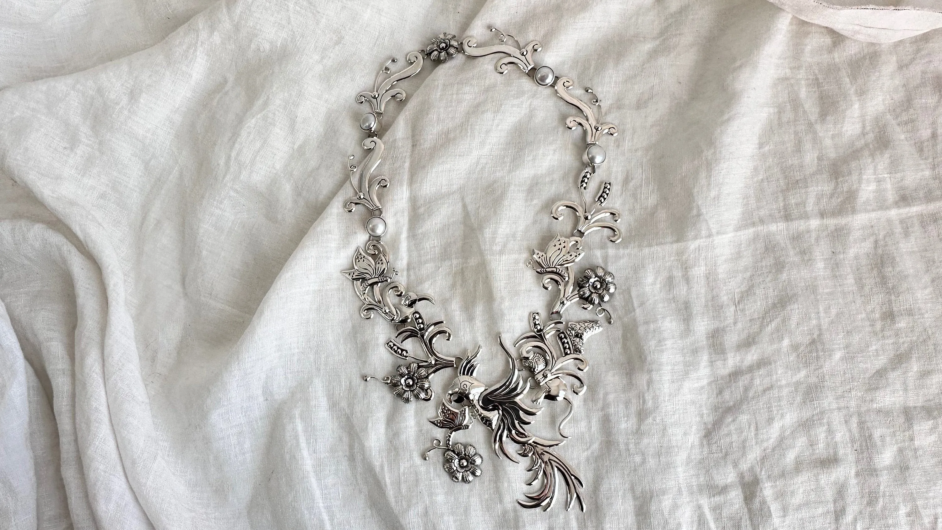Jungle Silver Necklace. Taxco. Stunning!
