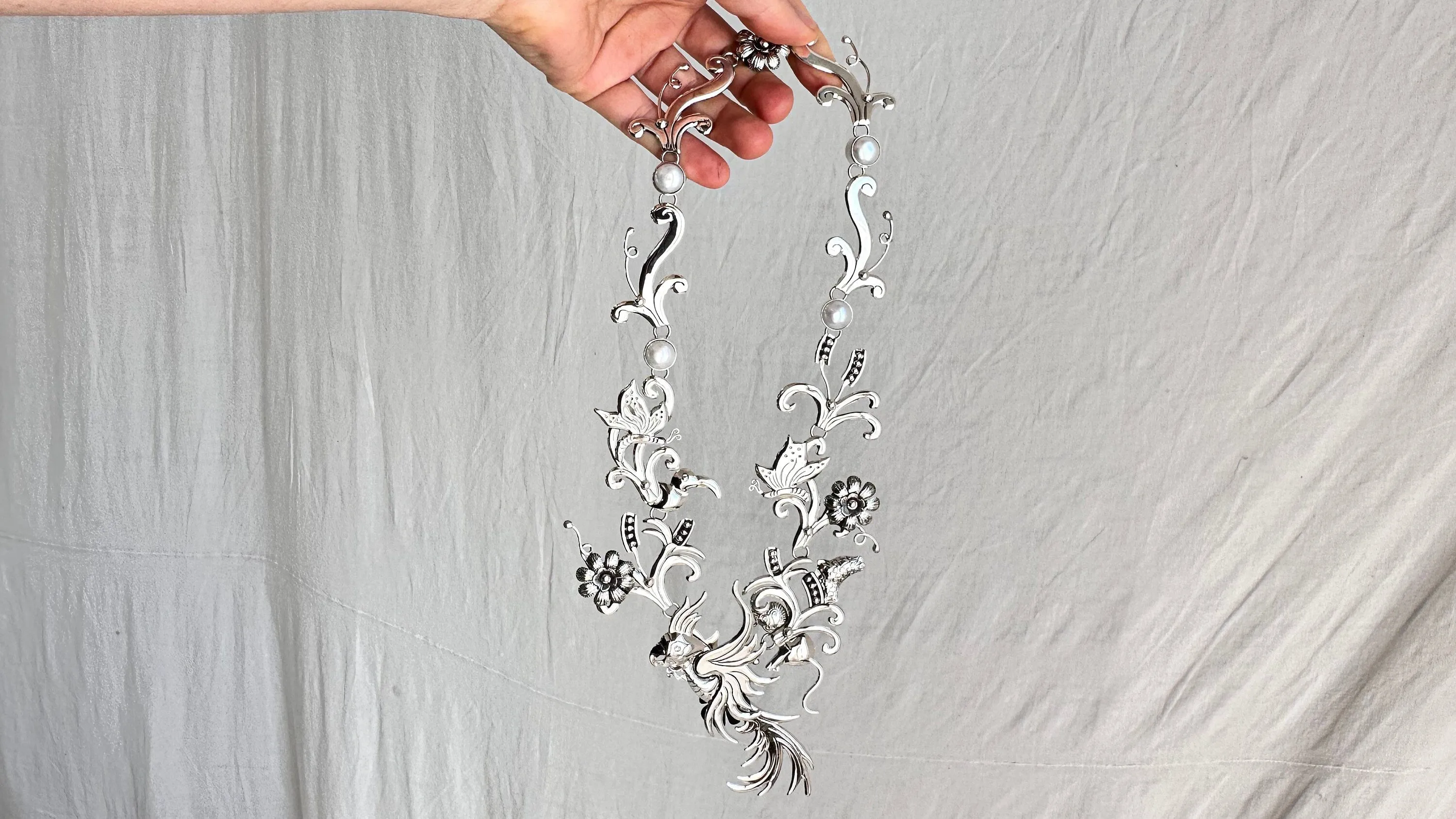 Jungle Silver Necklace. Taxco. Stunning!