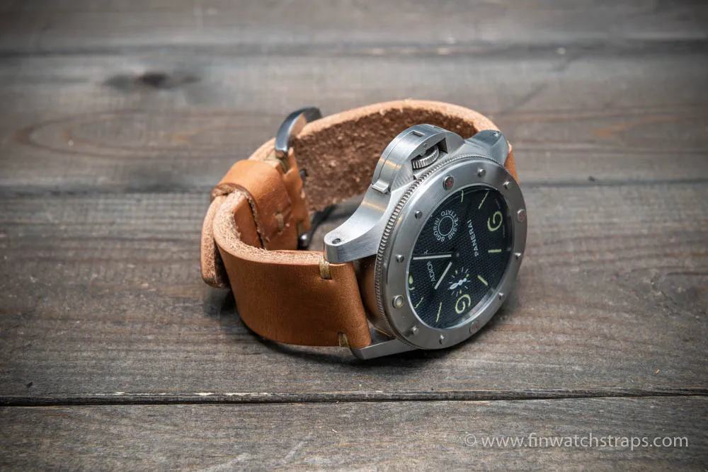 Leather watch strap 3-4 mm thick, Horween Leather, handmade in Finland.