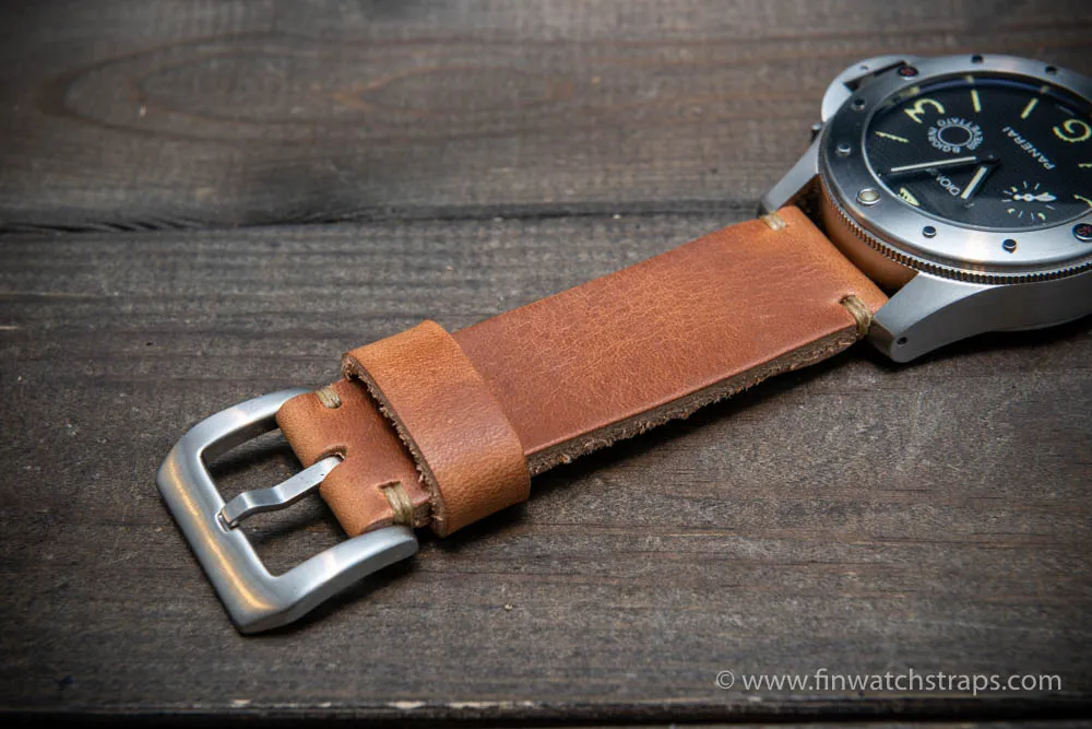 Leather watch strap 3-4 mm thick, Horween Leather, handmade in Finland.